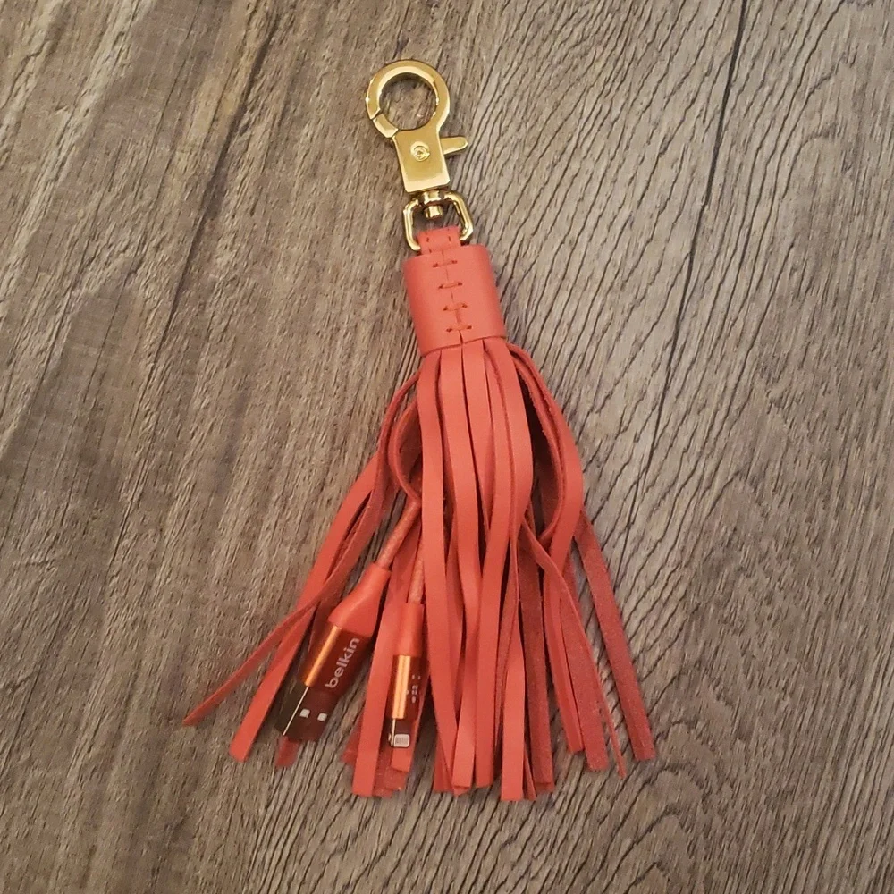 Belkin Leather USB to Lightning Tassel Keychain Charging Cord